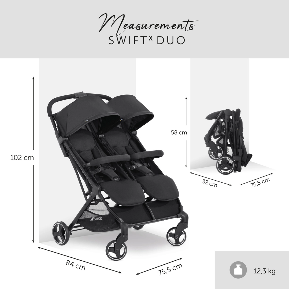 Poussette Double Hauck Swift X Duo - Black