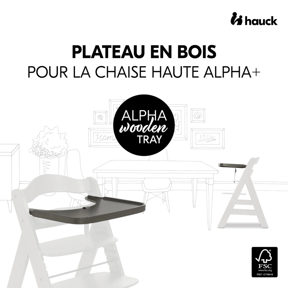 Plateau Repas Hauck Alpha Wooden - Charcoal