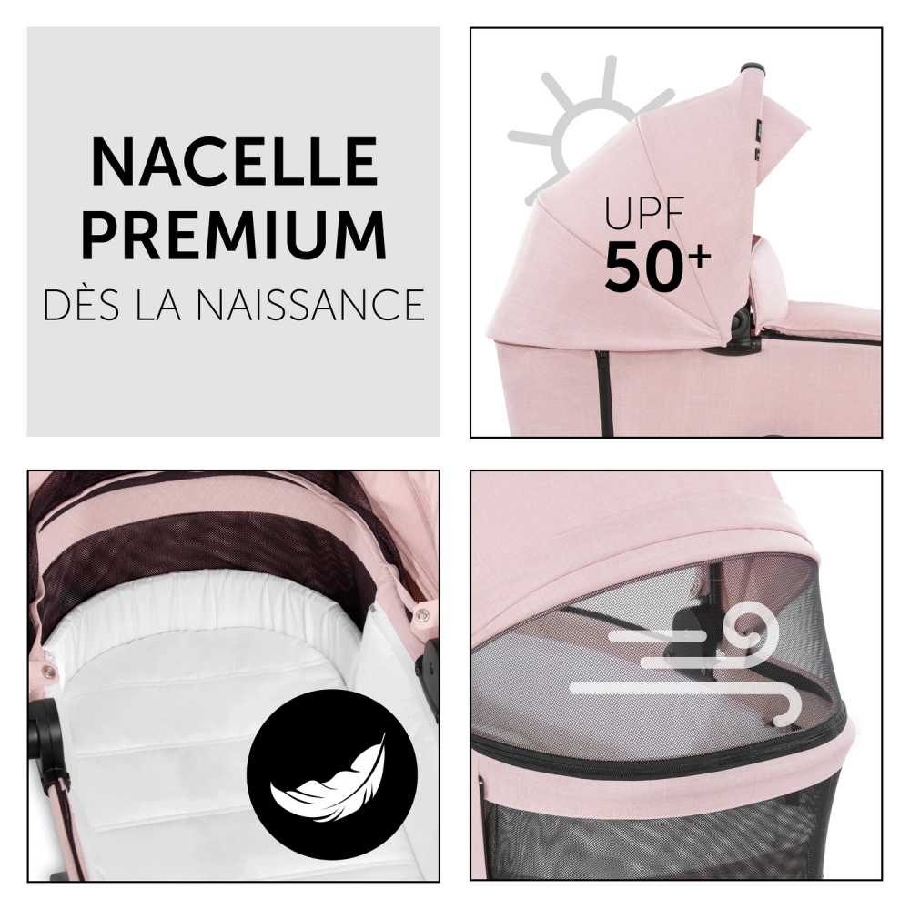Poussette Hauck Vision X + Nacelle - Melange Rose
