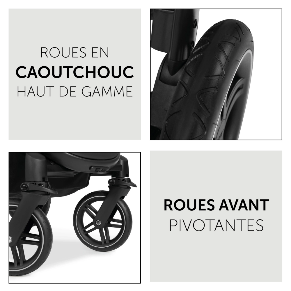 Poussette Hauck Saturn R + Nacelle - Melange Black
