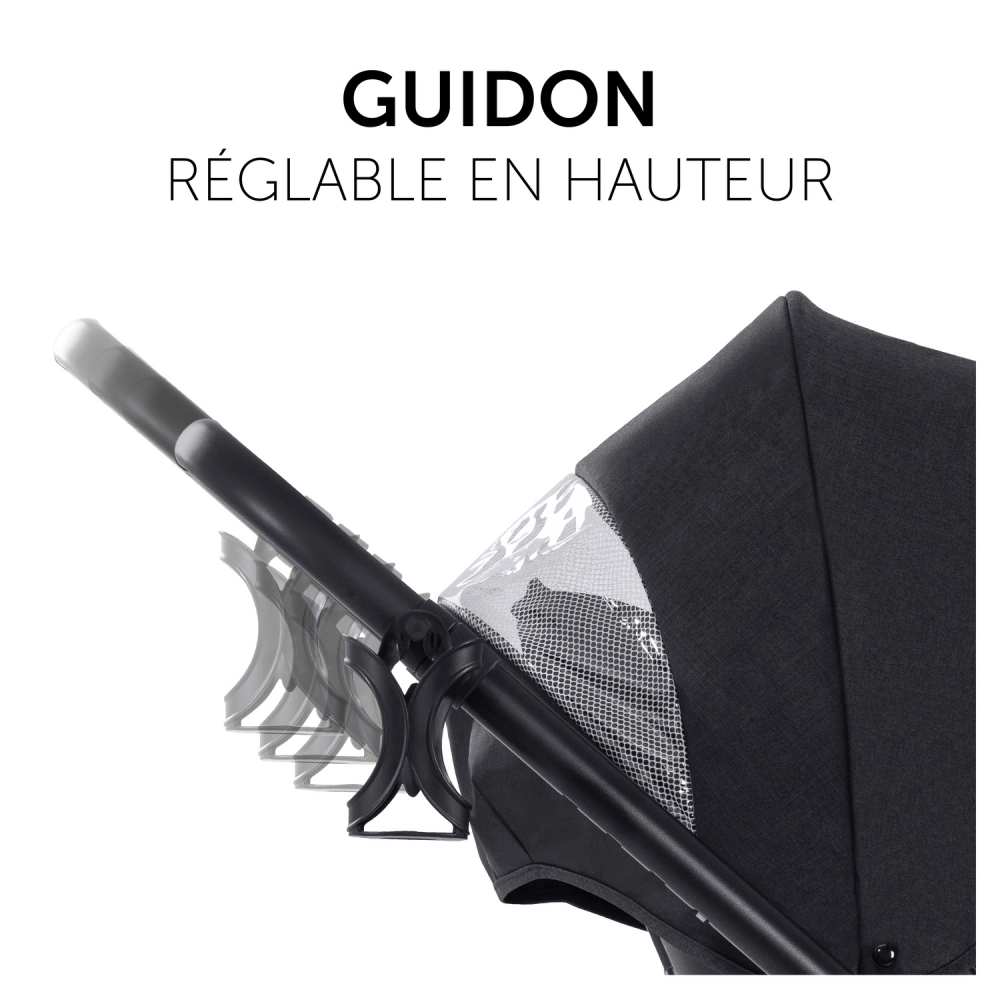 Poussette Hauck Saturn R + Nacelle - Melange Black