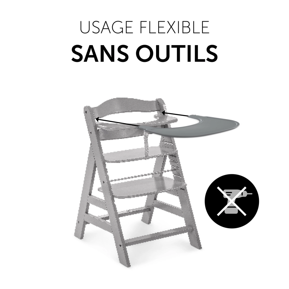 Plateau Repas Hauck Alpha Click - Grey