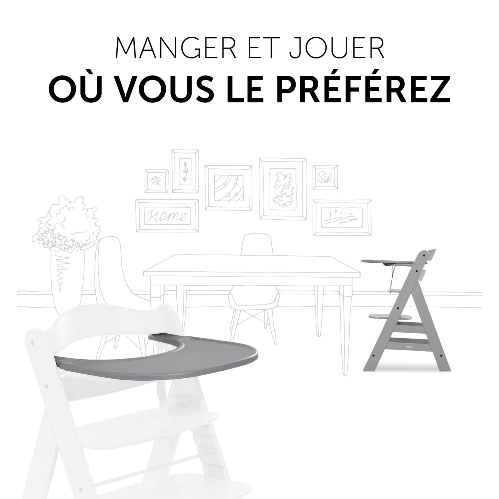 Plateau Repas Hauck Alpha Click - Grey