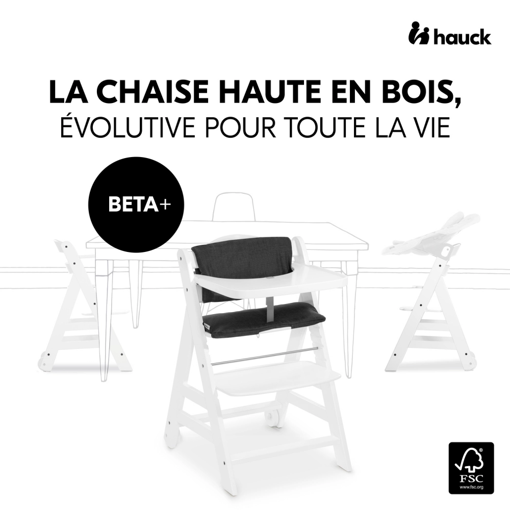 HAUCK Chaise haute Beta+ (Gris, Gris foncé) - Interdiscount