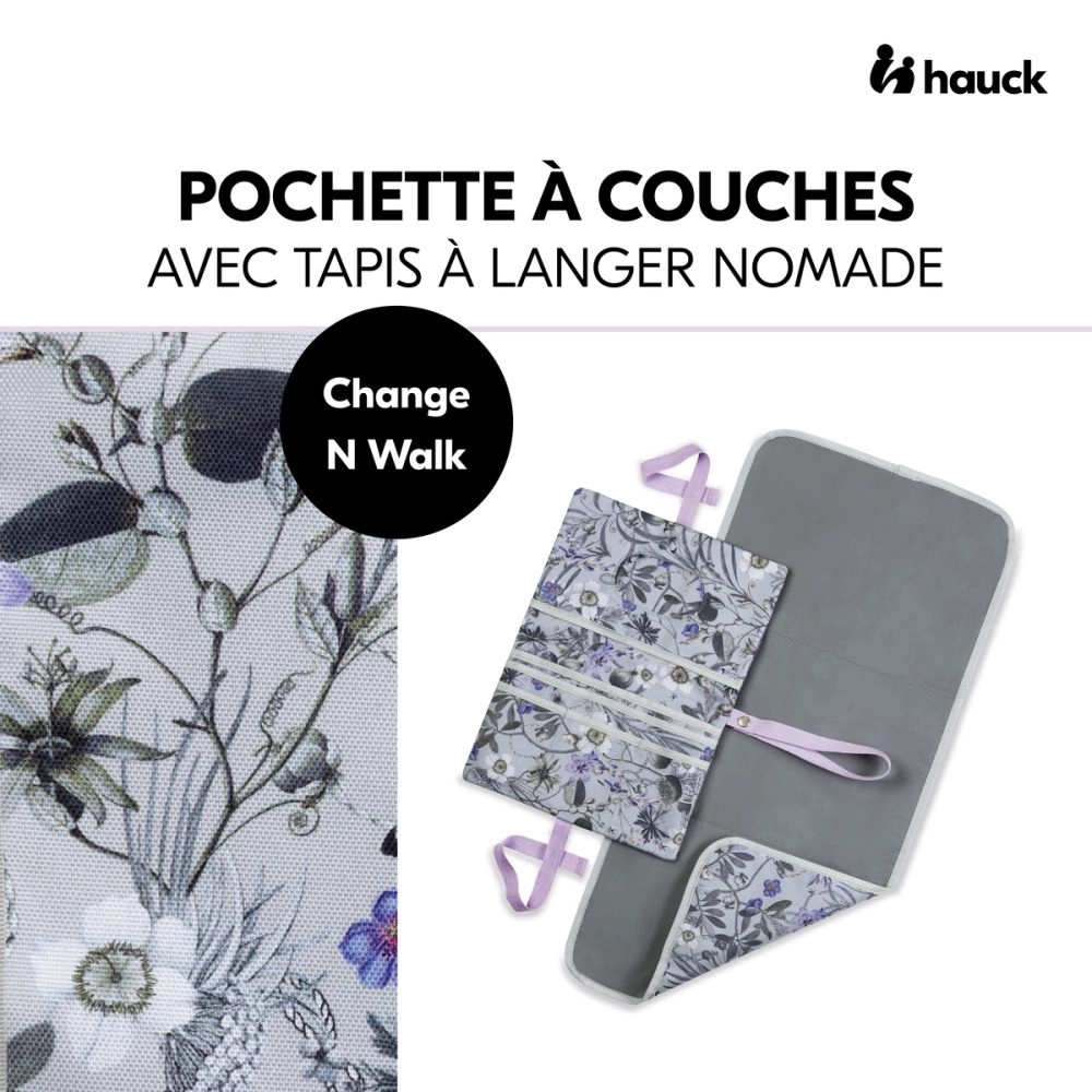 Pochette à langer avec matelas amovible Change N Walk Floral Grey - Grey