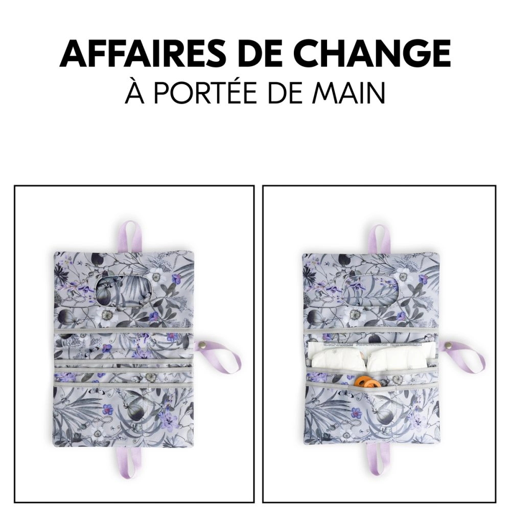 Pochette à langer avec matelas amovible Change N Walk Floral Grey - Grey