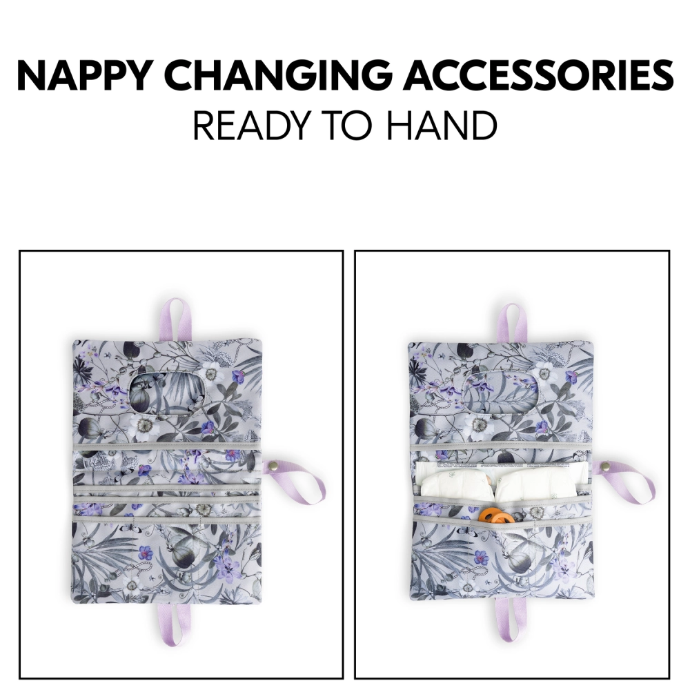 Pochette à langer avec matelas amovible Change N Walk Floral Grey - Grey