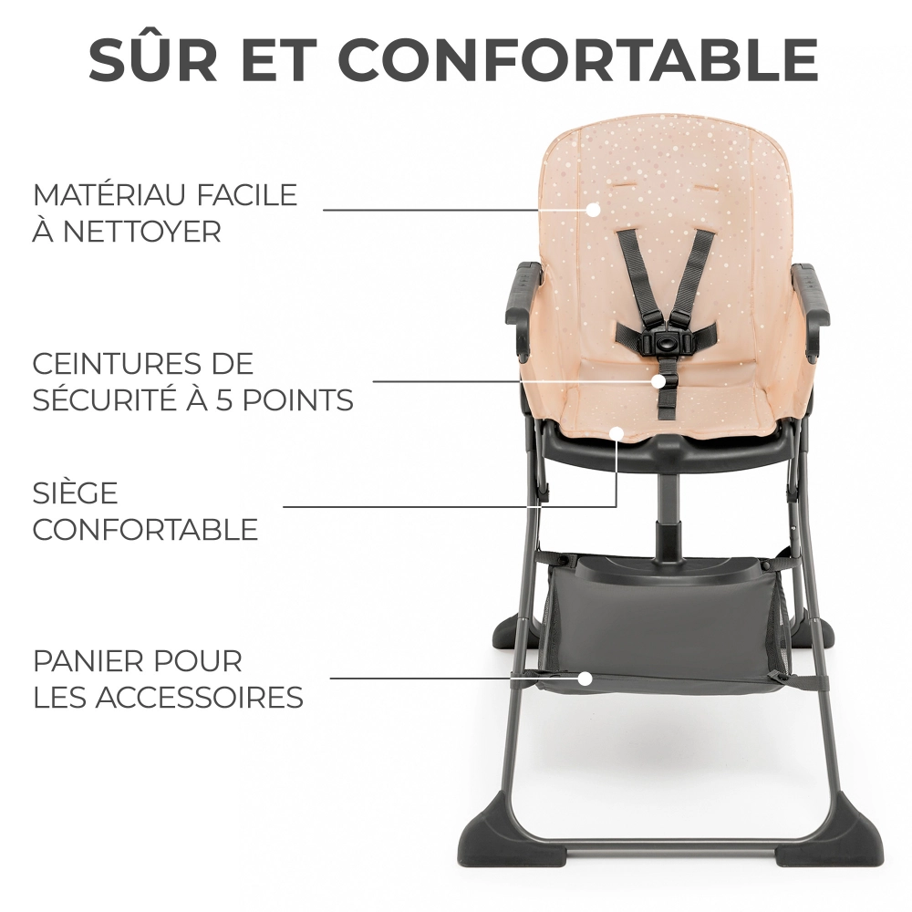 Chaise haute Kinderkraft Foldee - Pink