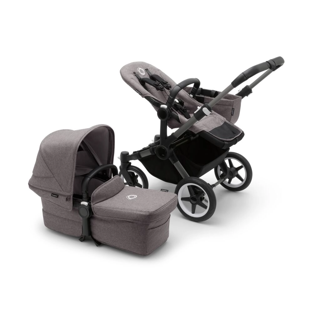 Poussette Bugaboo Donkey 5 Mono - Châssis Graphite + Nacelle - Gris Chiné