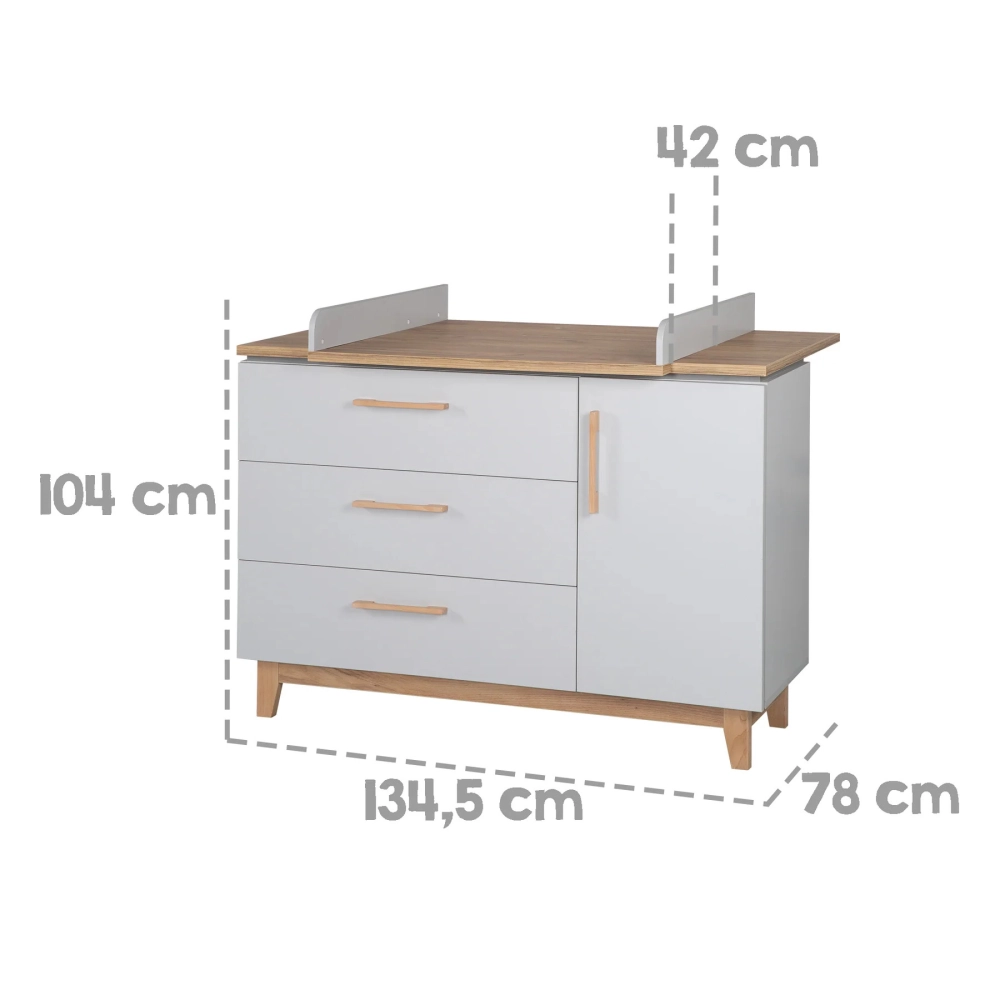 Chambre Roba Caro - Gris clair / Bois
