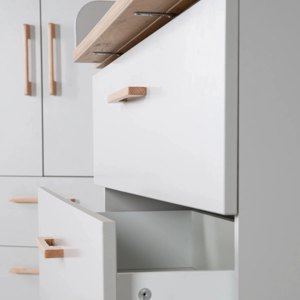 Chambre Roba Caro (Commode 3 Tiroirs) - Gris clair / Bois