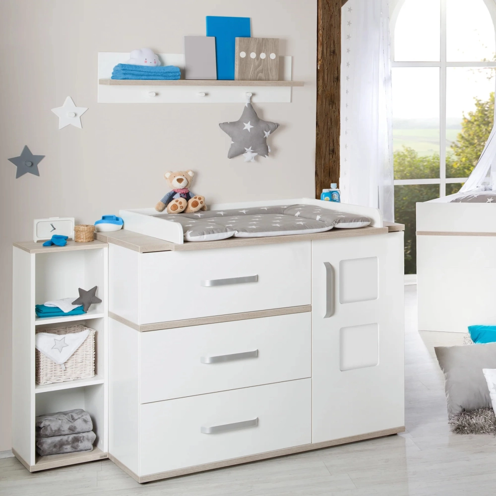 Chambre Roba Moritz (Commode Large) - Blanc / Luna elm