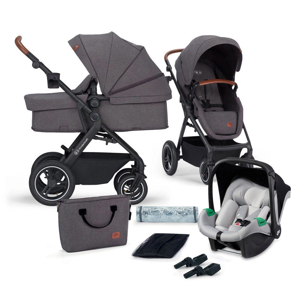 Poussette Kinderkraft B-Tour + Nacelle + Coque Auto Mink Pro - Dark Grey -  Univers Poussette