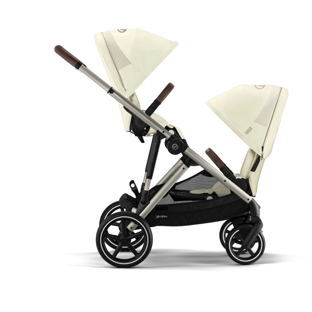 Poussette Double Cybex Gazelle S2 TPE - Seashell Beige + 2 Coques Auto Cloud G i-Size - Magic Black