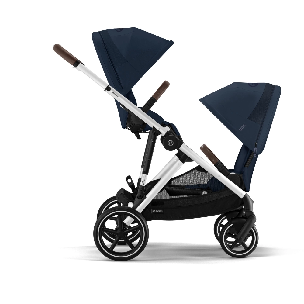 Poussette Double Cybex Gazelle S2 SLV - Ocean Blue + 2 Coques Auto Cloud G i-Size - Ocean Blue (Plus)