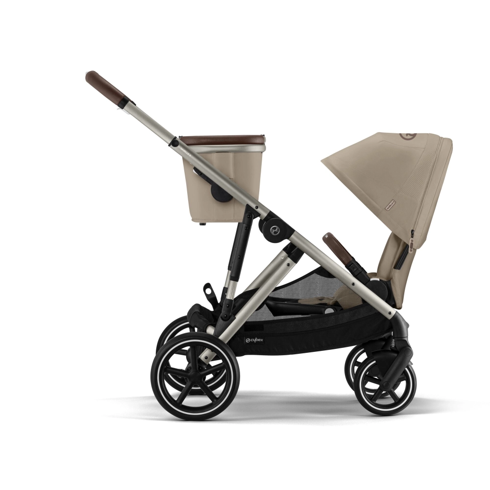 Poussette Double Cybex Gazelle S2 - Châssis Taupe + Nacelles - Almond Beige
