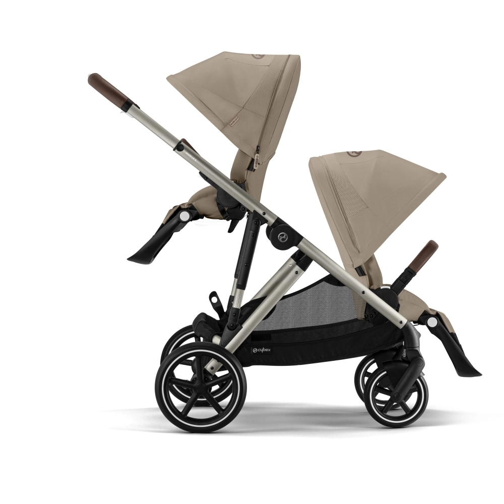 Poussette Double Cybex Gazelle S2 - Châssis Taupe + Nacelles - Almond Beige