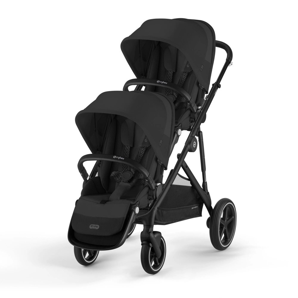 Poussette Double Cybex Gazelle S2 BLK - Moon Black + 2 Nacelles Gazelle Cot + 2 Coques Autos Cloud G i-Size - Magic Black