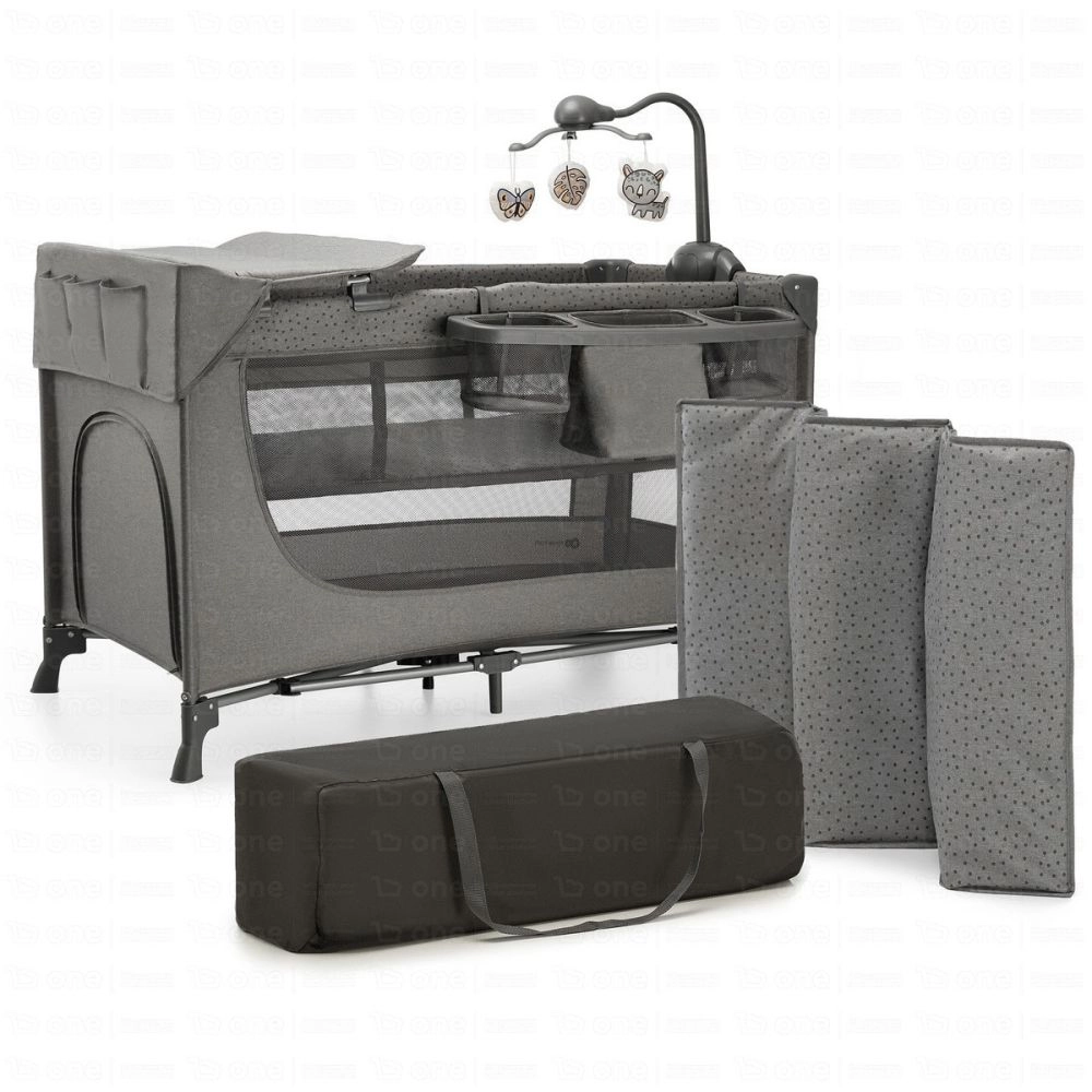 Lit parapluie 3en1 JOY 2 avec accessoires - Kinderkraft - gris foncé