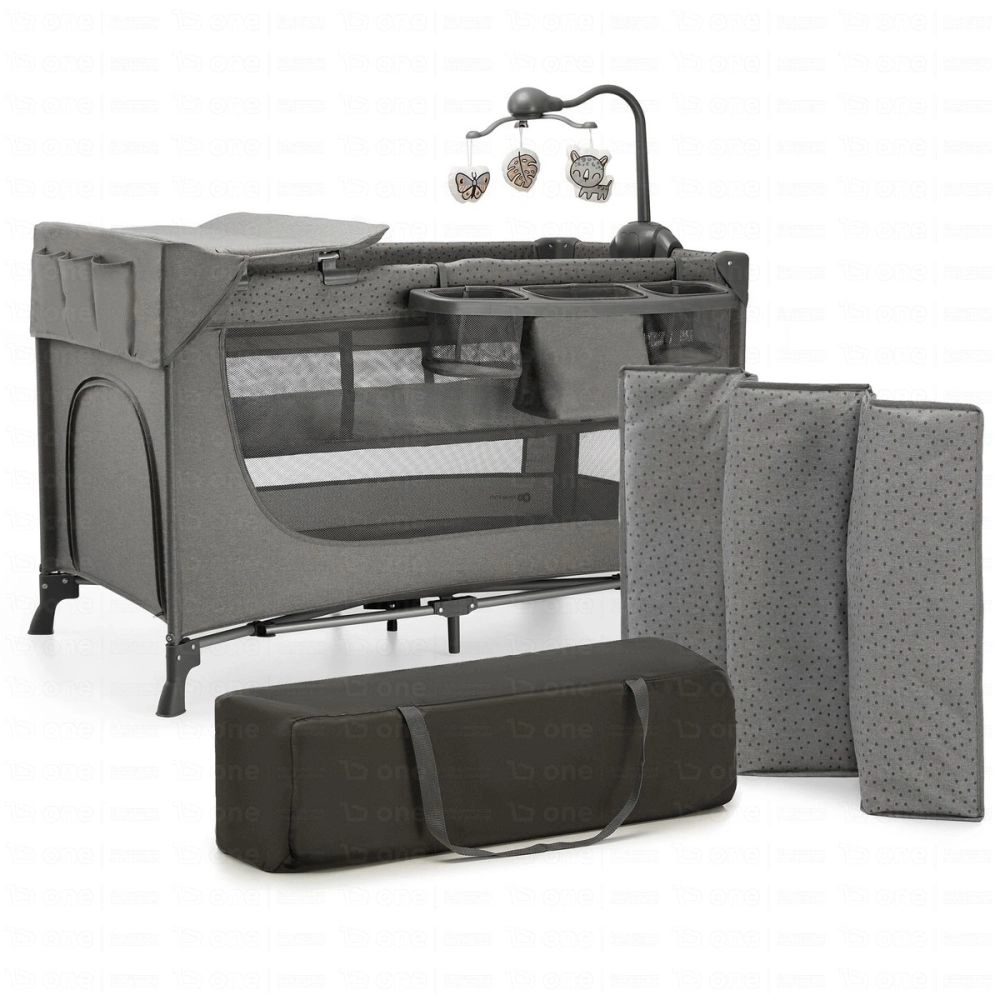 Lit parapluie 3en1 JOY 2 avec accessoires - Kinderkraft - gris foncé