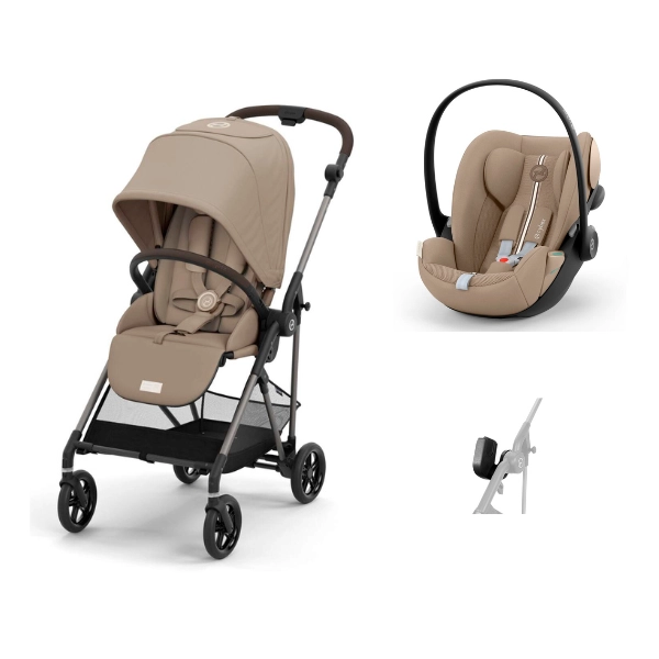 Poussette Cybex Melio 4 TPE- Almond Beige + Coque Auto Cloud G i-Size - Almond Beige (Plus)