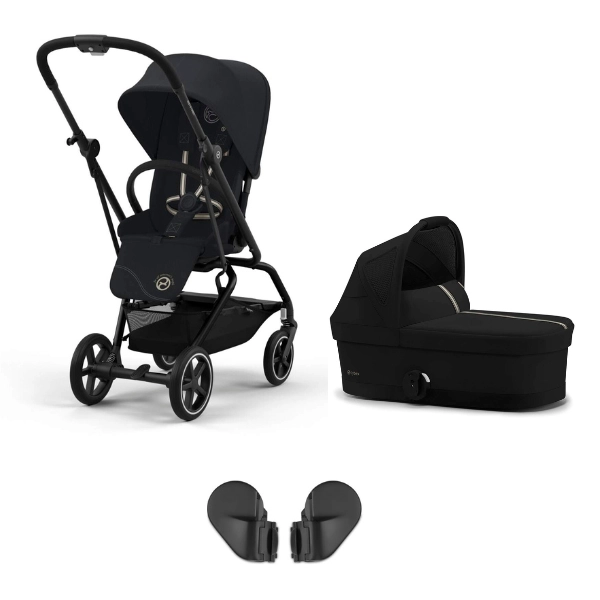Poussette Cybex Eezy S Twist +2 - BLK - Magic Blac + Nacelle Cybex Cot S - Moon Black
