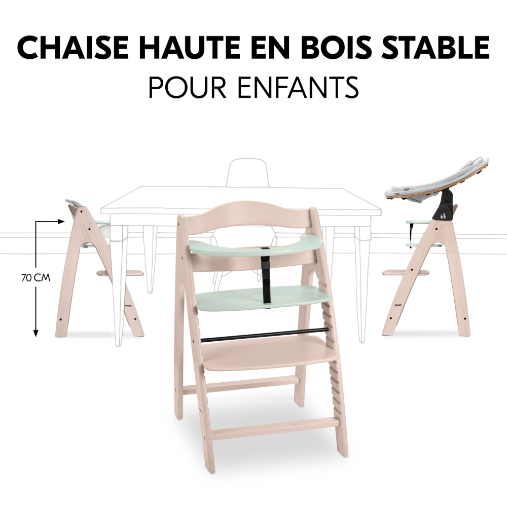 Chaise Haute Hauck Arketa - Beech Whitewashed Mint