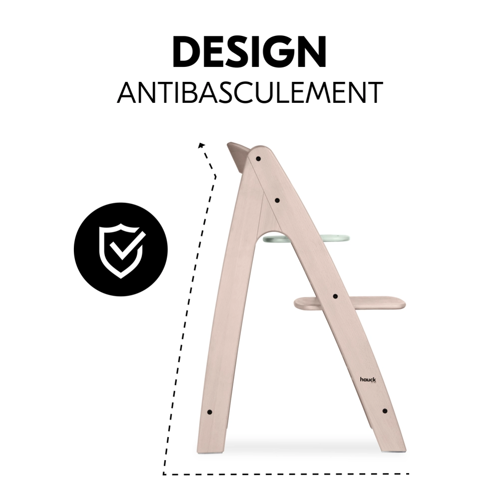 Chaise Haute Hauck Arketa - Beech Whitewashed Mint