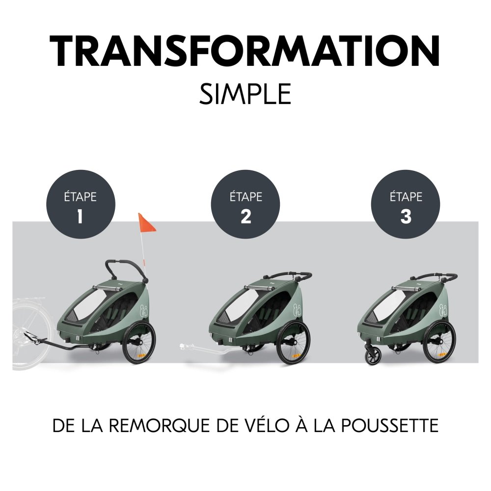 Remorque Vélo Hauck Dryk Duo Plus - Dark Green
