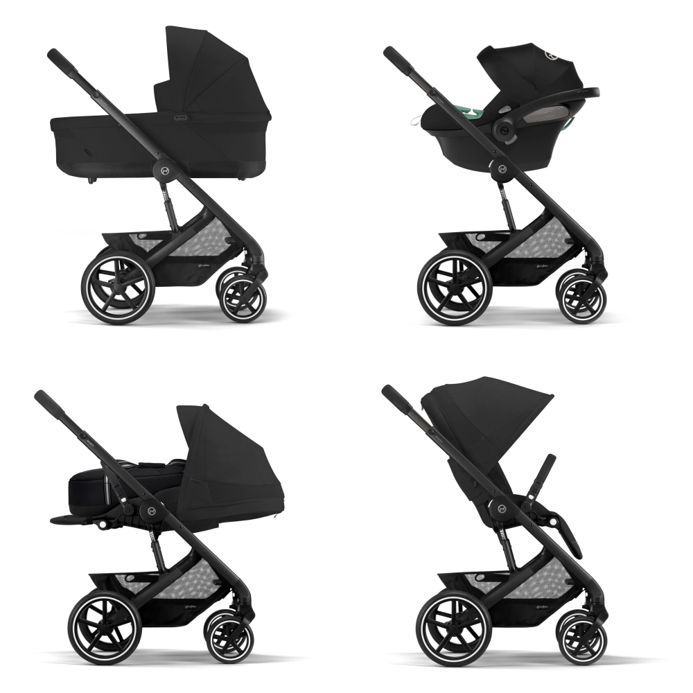 Poussette Cybex Balios S Lux 2 BLK - Moon Black + Nacelle Cot S Lux + Coque Auto Cloud G i-Size - Moon Black (Plus) + Base G + Accessoires