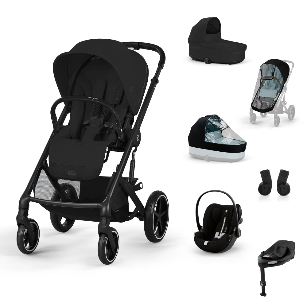 Poussette Cybex Balios S Lux 2 BLK - Moon Black + Nacelle Cot S Lux + Coque Auto Cloud G i-Size - Moon Black (Plus) + Base G + Accessoires