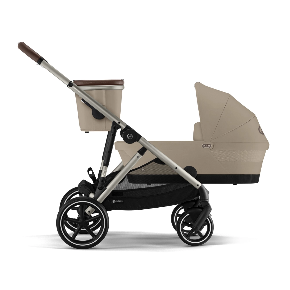 Poussette Double Cybex eGazelle S TPE + 2 Nacelles Gazelle Cot S - Almond Beige