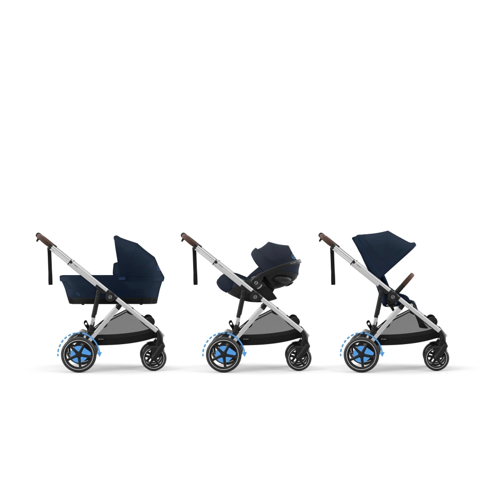 Poussette Double Cybex eGazelle S SLV + 2 Nacelles Gazelle Cot - Ocean Blue