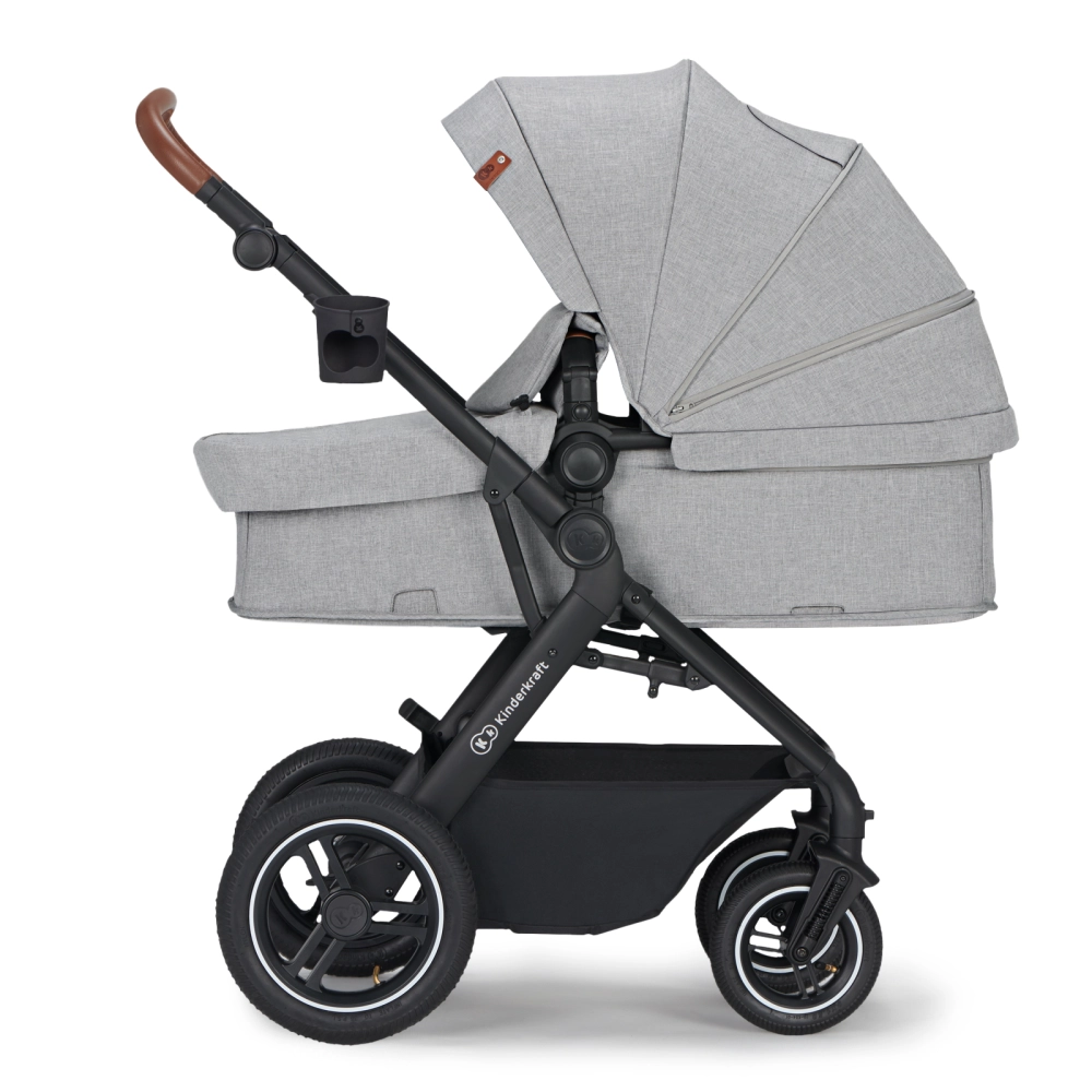 Poussette Kinderkraft B-Tour + Nacelle + Coque Auto Mink Pro - Light Grey