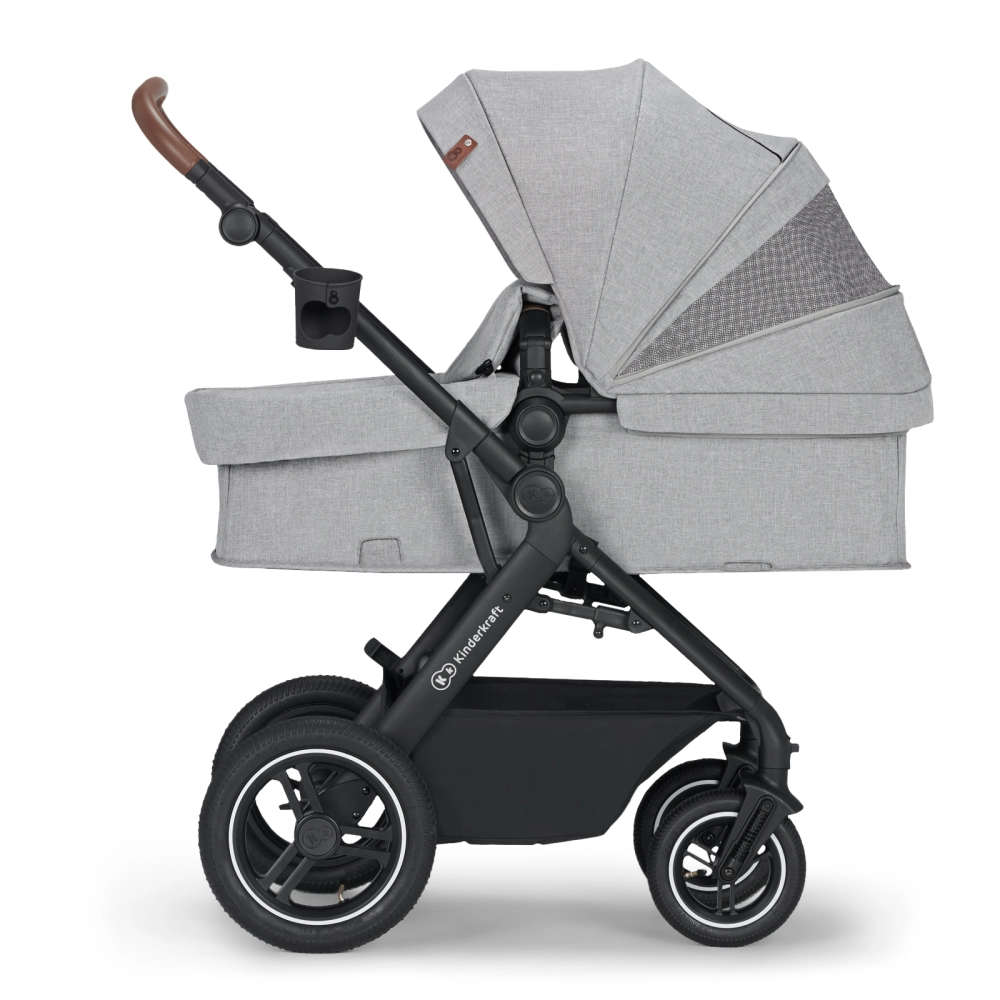 Poussette Kinderkraft B-Tour + Nacelle + Coque Auto Mink Pro - Light Grey