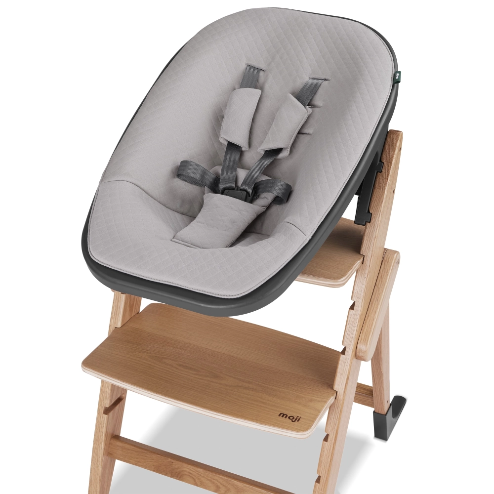 Set All in One Moji Chaise-Haute Yippy - Stone + Assise Nouveau-Né - Birch + Accessoires