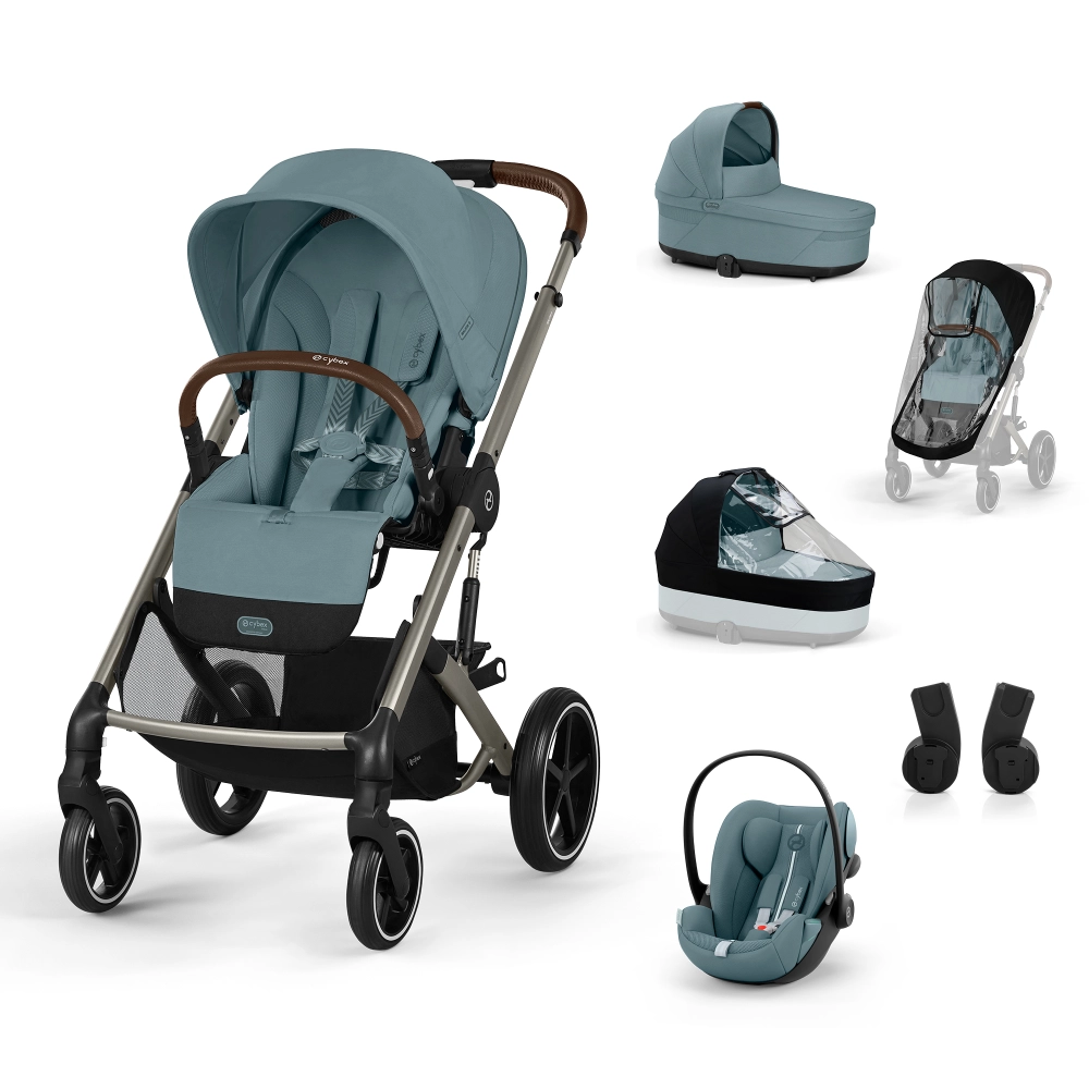 Poussette Cybex Balios S Lux 3 TPE + Nacelle Cot S Lux + Coque Auto Cloud G i-Size - Stormy Blue (Plus) + Accessoires Offerts