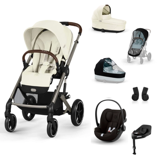 Poussette Cybex Balios S Lux 3 TPE - Seashell Blue + Nacelle Cot S Lux + Coque Auto Cloud G i-Size - Magic Black + Base G + Accessoires