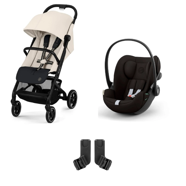 Poussette Cybex Beezy 3 - Canvas White + Coque Auto 40-87cm Cybex Cloud G i-Size - Magic Black