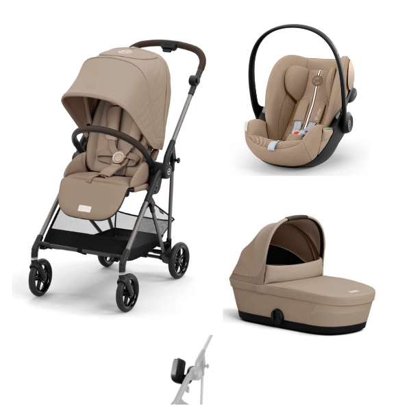 Poussette Cybex Melio 4 TPE + Nacelle - Almond Beige + Coque Auto Cloud G i-Size - Almond Beige (Plus)