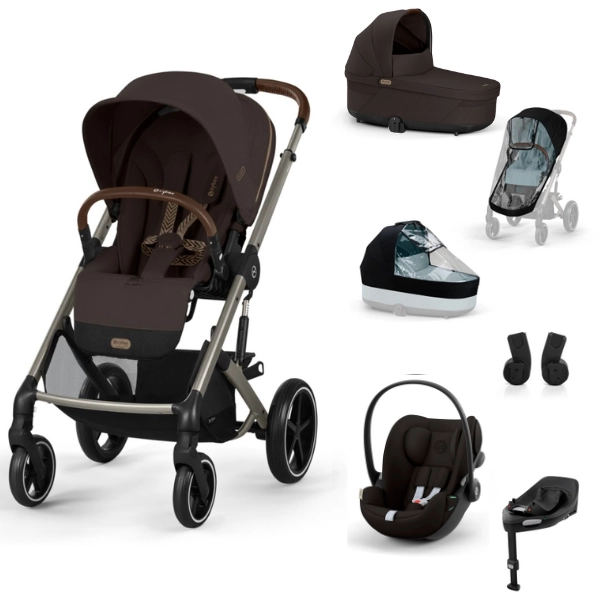 Poussette Cybex Balios S Lux 2 TPE - Chocolate Brown + Nacelle Cot S Lux + Coque Auto Cloud G i-Size - Magic Black + Base G + Accessoires