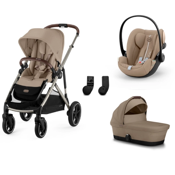 Poussette Cybex Gazelle S2 TPE - Almond Beige + Nacelle Gazelle Cot + Coque Auto Cloud G i-Size - Almond Beige (Plus)