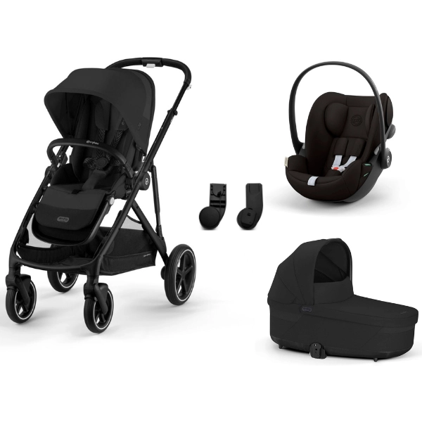 Poussette Cybex Gazelle S2 BLK - Moon Black + Nacelle Gazelle Cot + Coque Auto Cloud G i-Size - Magic Black