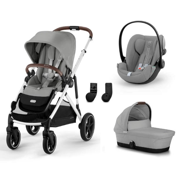 Poussette Cybex Gazelle S2 SLV - Stone Grey + Nacelle Gazelle Cot + Coque Auto Cloud G i-Size - Stone Grey (Plus)