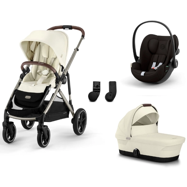 Poussette Cybex Gazelle S2 TPE - Seashell Beige + Nacelle Gazelle Cot + Coque Auto Cloud G i-Size - Magic Black