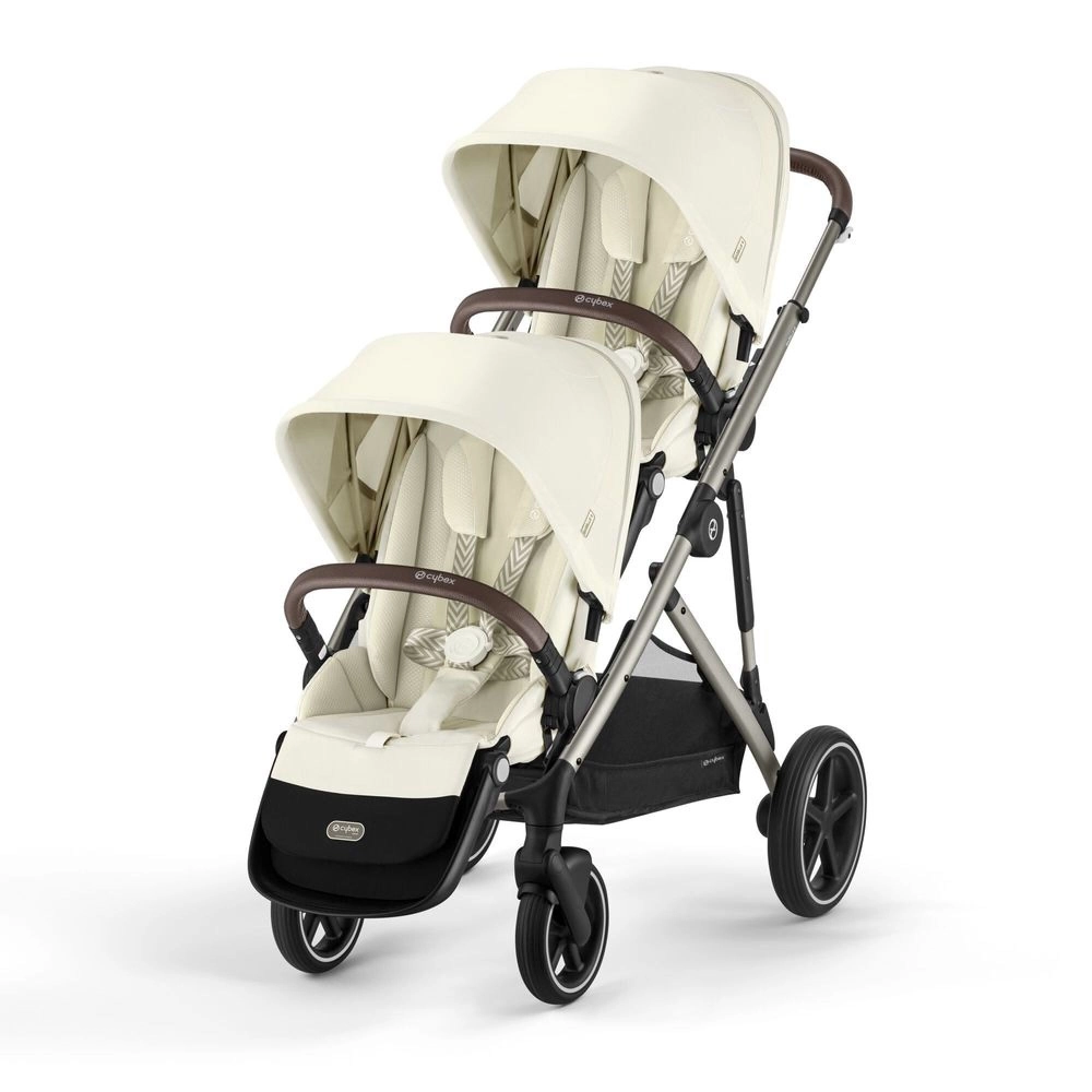 Poussette Double Cybex Gazelle S2 TPE - Seashell Beige + 2 Nacelles Gazelle Cot + 2 Coques Autos Cloud G i-Size - Magic Black
