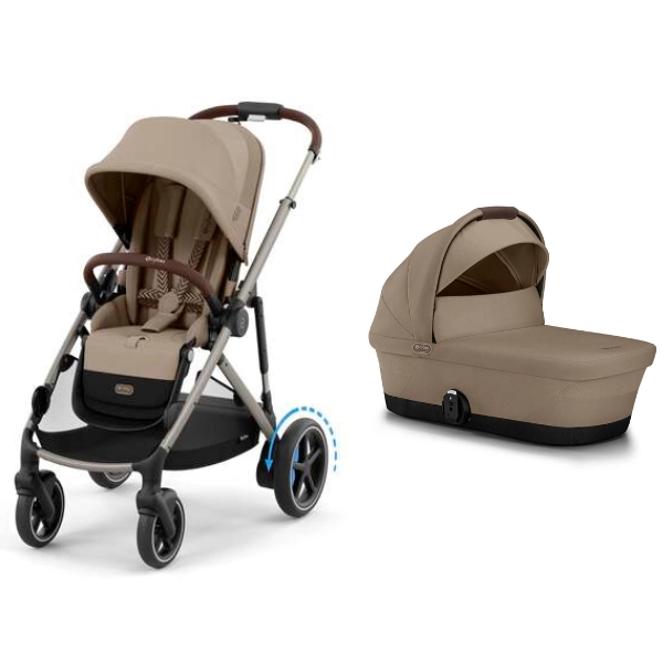 Poussette Cybex eGazelle S2 TPE - Almond Beige + Nacelle Gazelle Cot - Almond Beige