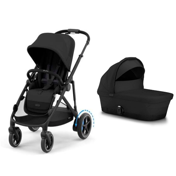 Poussette Cybex eGazelle S2 TPE - Moon Black + Nacelle Gazelle Cot - Moon Black
