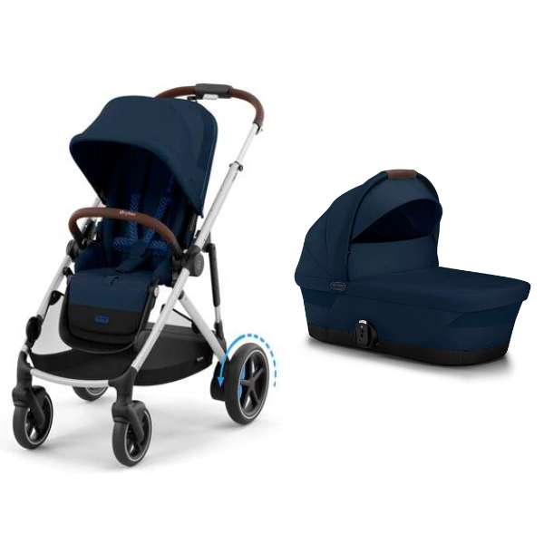 Poussette Cybex eGazelle S2 TPE - Ocean Blue + Nacelle Gazelle Cot - Ocean Blue