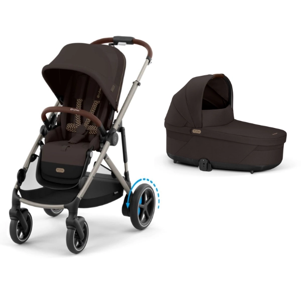 Poussette Cybex eGazelle S2 TPE- Chocolate Brown + Nacelle Gazelle Cot - Chocolate Brown